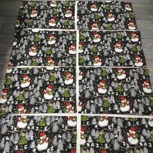 Set Of 8 Reversible Retro Handmade Place Settings Snowman Pinecones